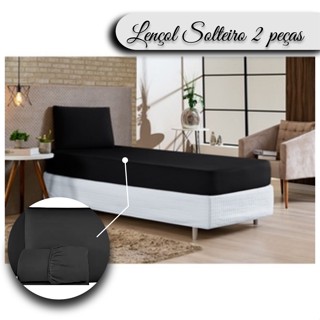 Jogo De Lencol Microfibra Solteiro PRETO 2 Pecas Premiun Conjunto Liso Hotel Pousada-C/ ELASTICO