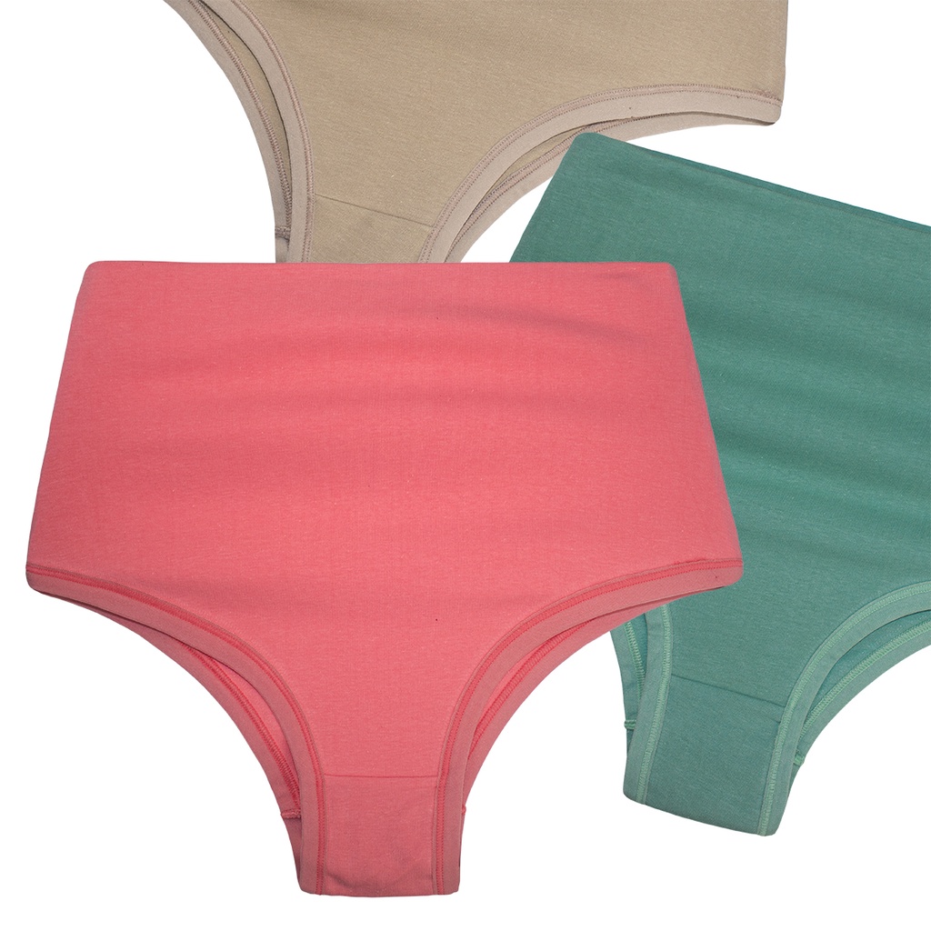 Kit 3 Calcinha Cos Alto Lingerie Algodão Confort Média Compressão Empório Da Roupa