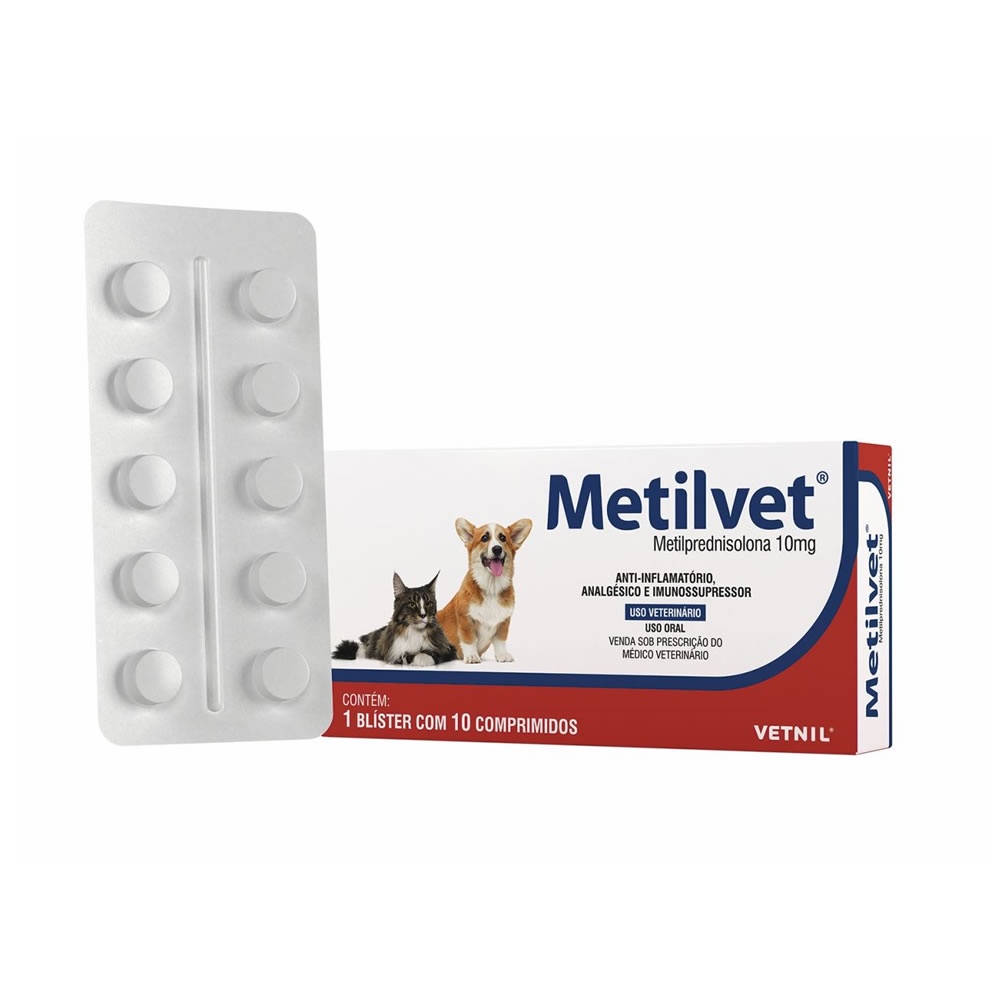 Anti-Inflamatório Metilvet 10mg 10 comprimidos - Pets