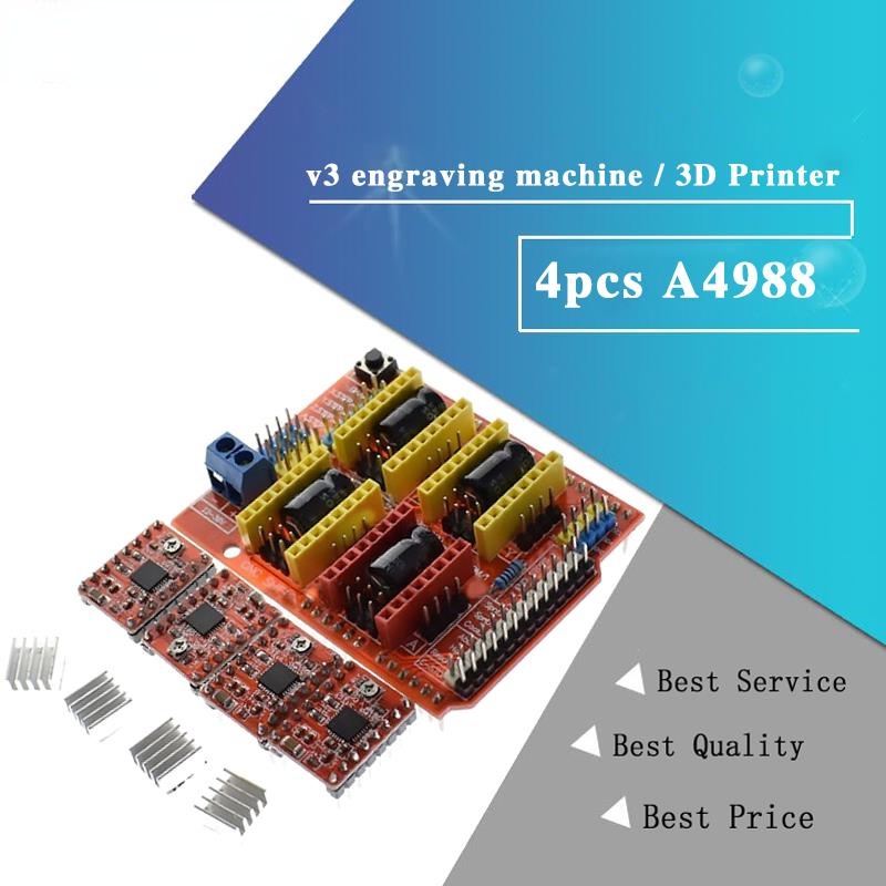 cnc shield v3 Máquina De Gravação/Impressora/+ 4pcs A4988 Placa De Expansão Do Motorista Para Arduino em Oferta na Shopee