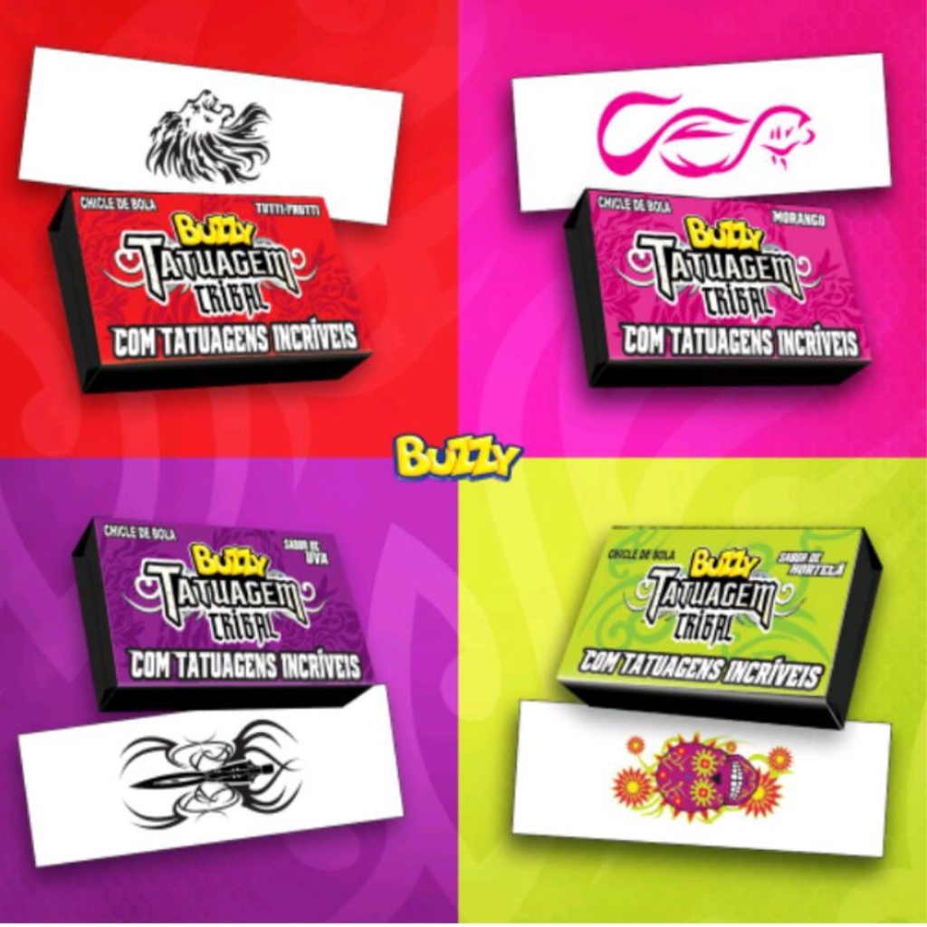 Chiclete Barbie Tribal Tattoo Adesivo Buzzy 100un sabores — imagem 2 de 2