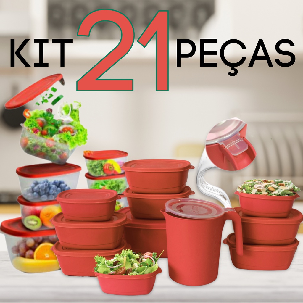 Super Kit 20 Potes Mais Jarra 1.800 ml, Herméticos Freezer - BPA FREE,  freezer e microondas.