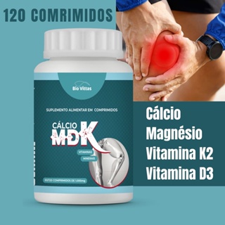 Magnésio + K2 + D3 + Cálcio - 2x Cálcio MDK - 2x 120 Comprimidos