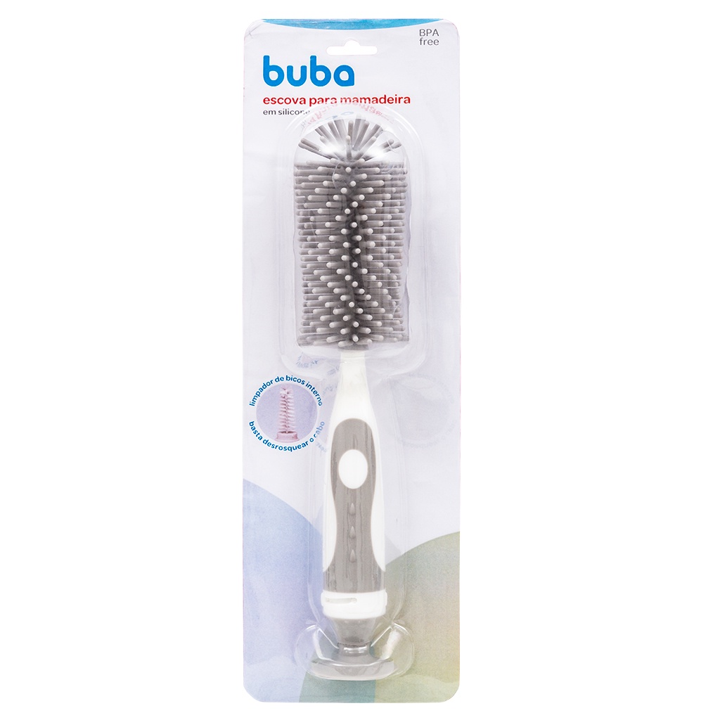 Escova Cinza Para Mamadeira E Bico Em Silicone 16276 - Buba em Oferta na Shopee