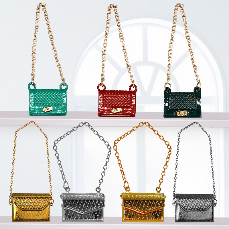 Dollhouse Brinquedos, Elegante New Metal Handbag, Boneca Acessórios para Finja Jogar Jogos para Meninas