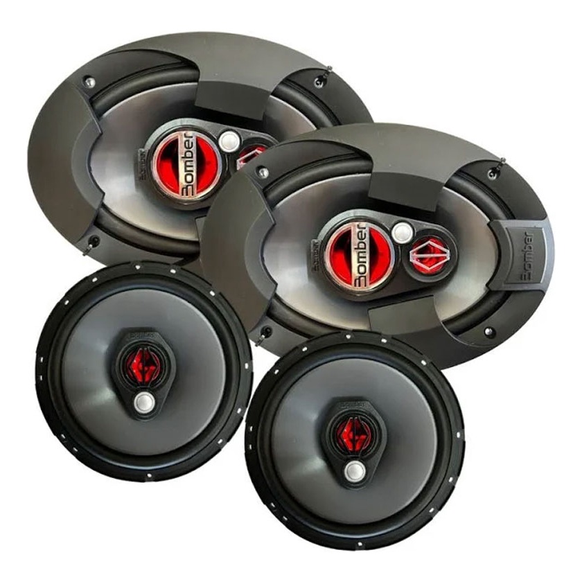 Kit Fácil Bomber BBR 2 Alto Falantes Triaxiais 6x9  150w + 2 Alto Falantes Triax. 6  100w - 250Wrms - Spare Parts and Accessories for Vehicles