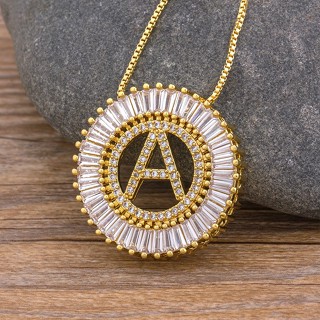 Venda quente de ouro/prata escolha mini Pave CZ letras colar de pingente para a cadeia de jóias femininas