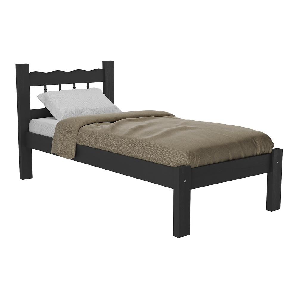 Cama Solteiro Madeira Maciça para Colchão 78/88 x 188cm Madri Multimóveis CR4141 Preta - Home & Living