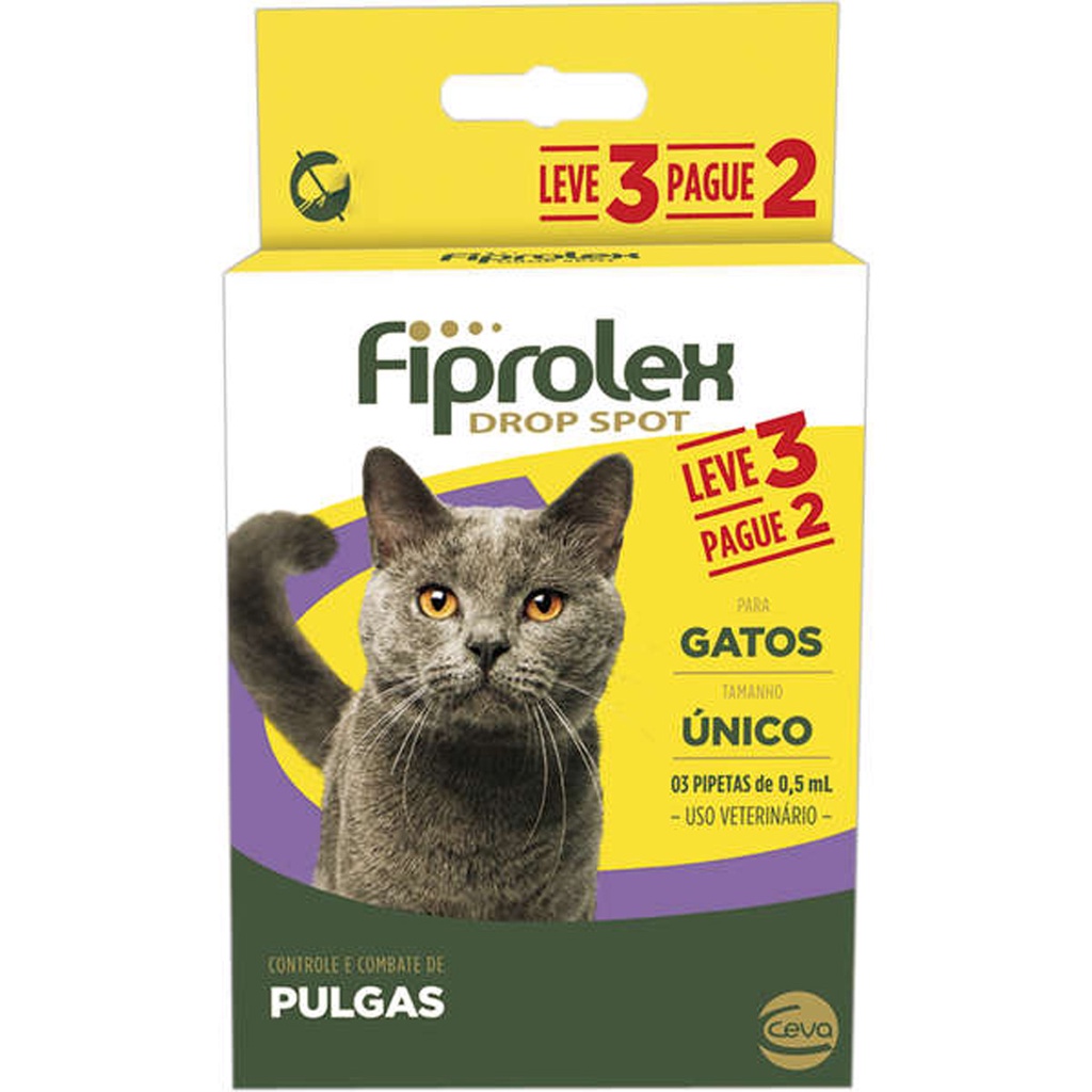 Fiprolex Drop Spot Ceva para Gatos de 0,5 mL - Leve 3 Pague 2 - Pets