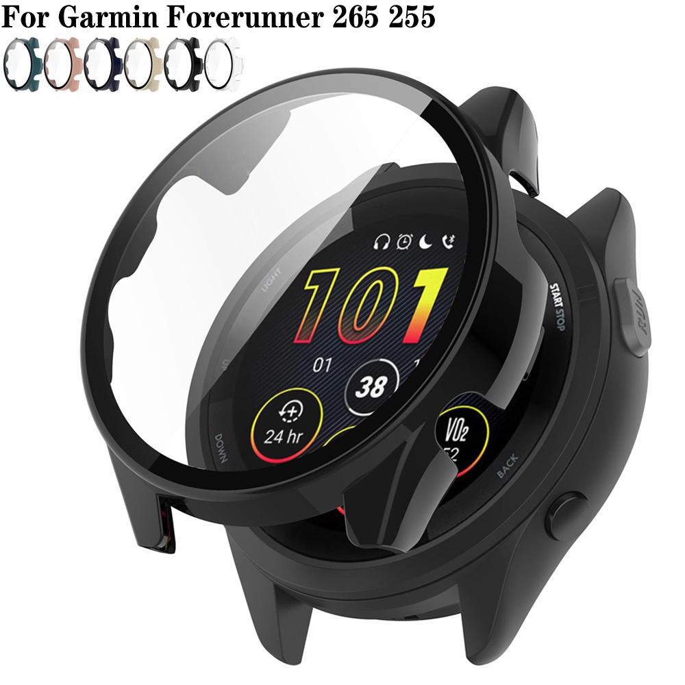 Para Garmin Forerunner 265 265s 255 255M 255S Caso PC + Protetor De Tela De Vidro Temperado Capa Protetora Duro Pára-Cho