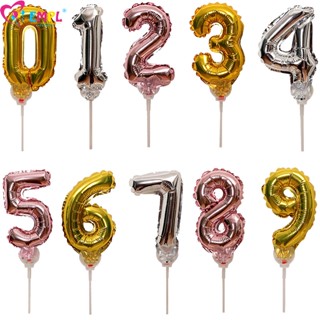 5PCS Mini Balão Digital 22CM De Festa De Aniversário Inserção De Cartão De Bolo Multicor Pequeno