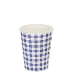 Copo papel Xadrez Junina Azul Biodegradável - 10 un - 270 ml - Silver Festas - Rizzo