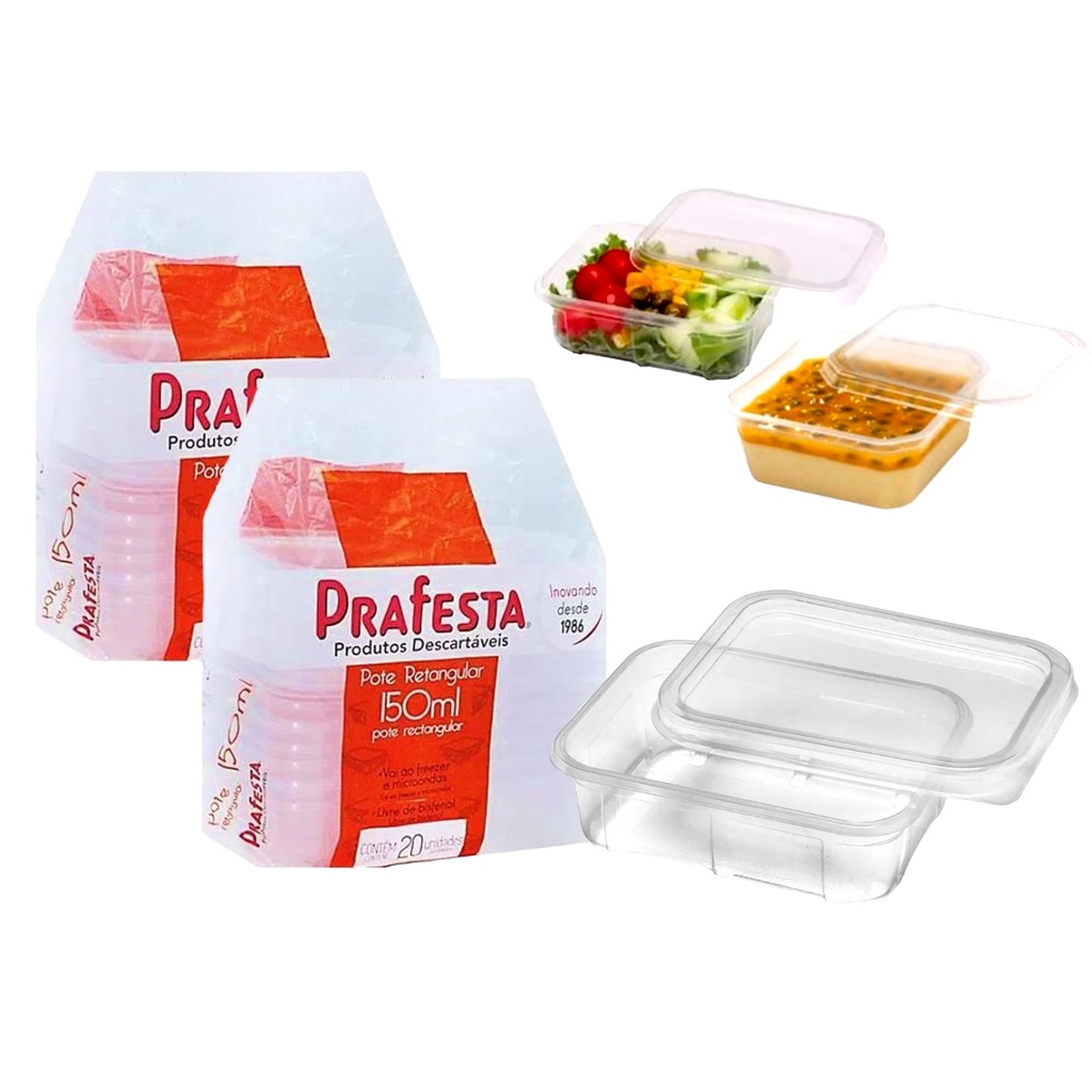 kit 2 Potes Descartáveis 150ml Freezer Microondas Marmita - 40 Und. em Oferta na Shopee