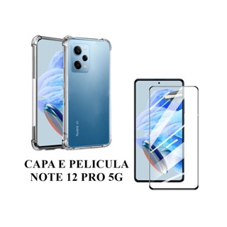 Capa Capinha Case Anti impacto E Pelicula Vidro 3D 9D Compativel Note 12 Pro 5G Proteção Tela Celular