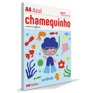 Papel sulfite A4 azul 210x297 com 100 fls Chamequinho