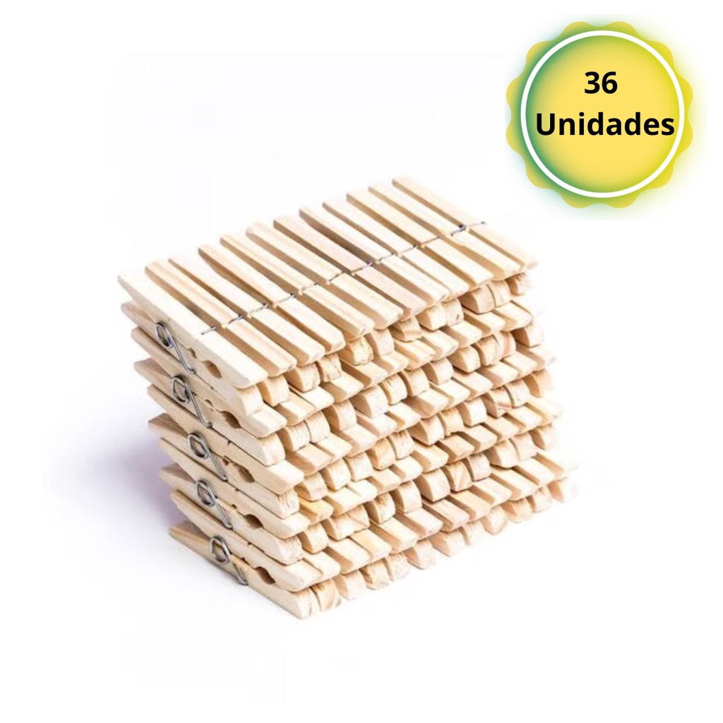 Prendedor de Roupas de Madeira 36 unidades Madeira Ecológica