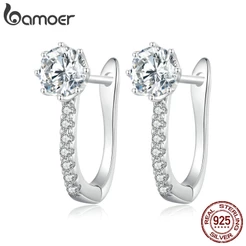 Bamoer 925 Prata Esterlina Octógono Simples Brincos De Luxo Leve Moda Jóias Para Mulheres BSE856