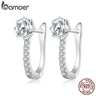 Bamoer 925 Prata Esterlina Octógono Simples Brincos De Luxo Leve Moda Jóias Para Mulheres BSE856