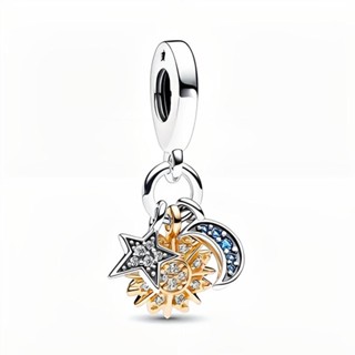 Pingente Triplo Celestial De Dois Tons De Charme Emaranhado Adapta-Se A Pulseiras Pan Jóias De Prata Com Banho