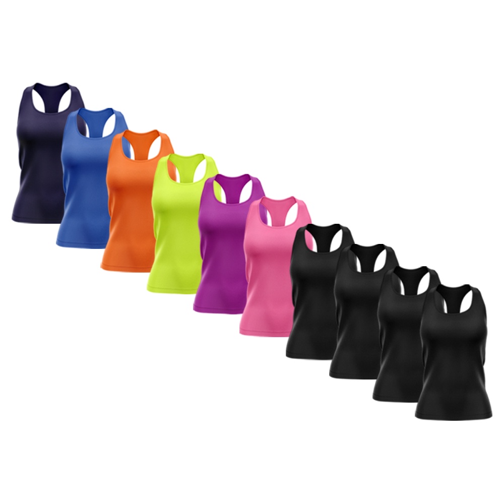 Kit 10 Regatas Nadador Feminina Good Look Dry Fit Proteção Solar UV Fitness Academia Treino Blusinha Confortável