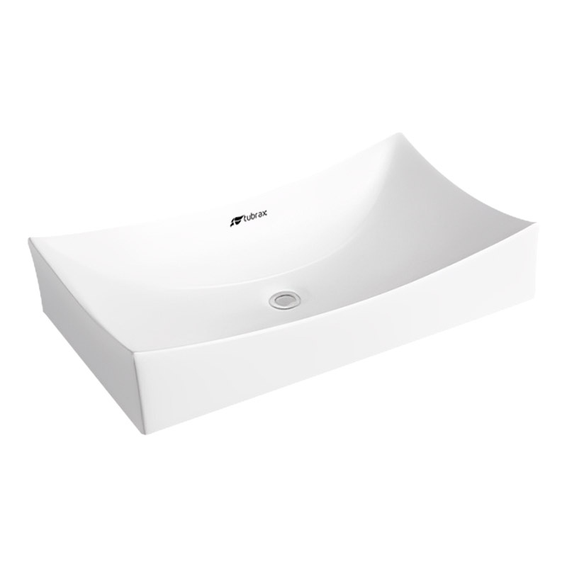 Cuba Lavabo Banheiro Em Cerâmica Louça Retangular 54x34 Branca Tubrax - BAB0002 - Home & Living