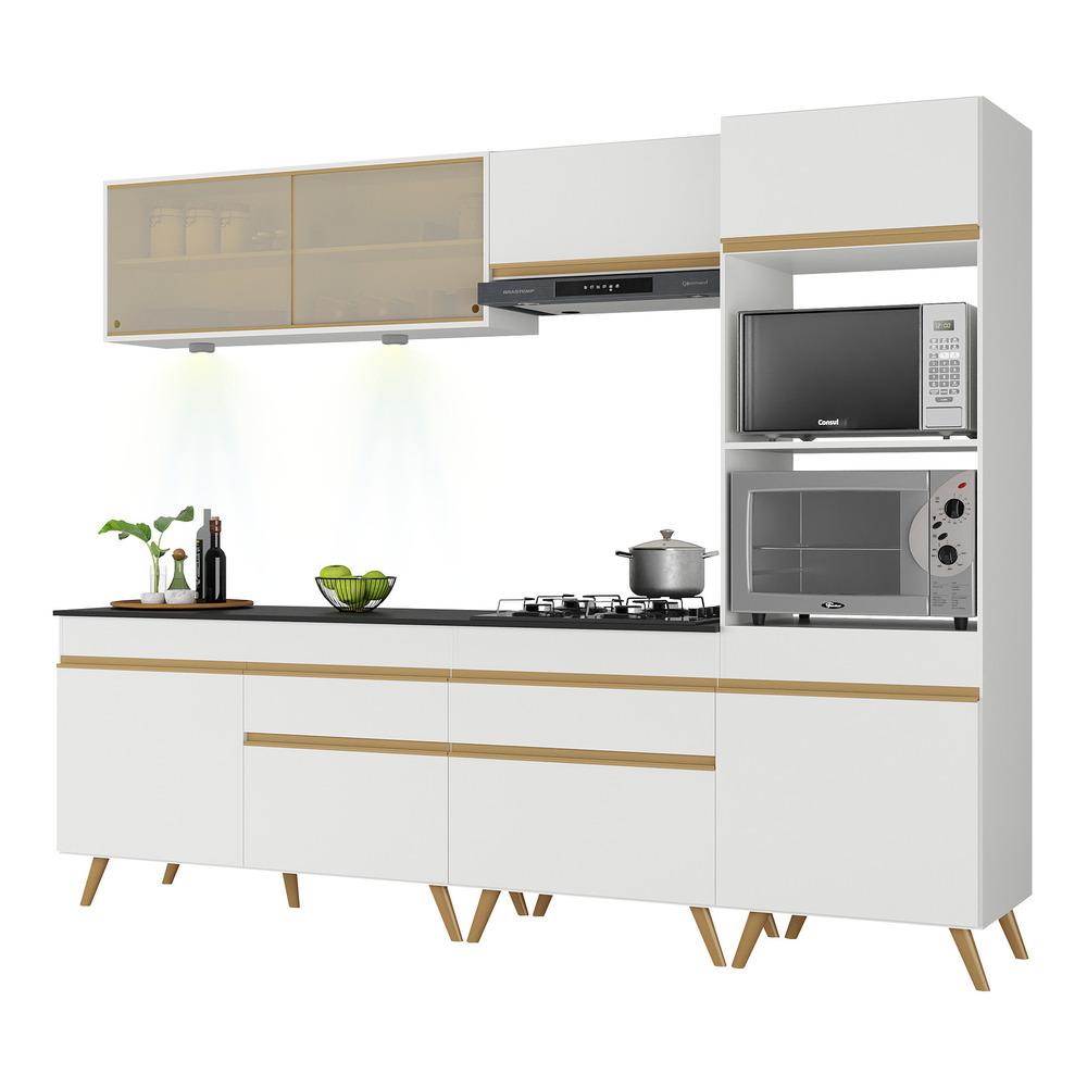 Armário de Cozinha Completa 252cm com Leds Veneza Up Multimóveis V2037