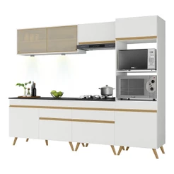 Armário de Cozinha Completa 252cm com Leds Veneza Up Multimóveis V2037