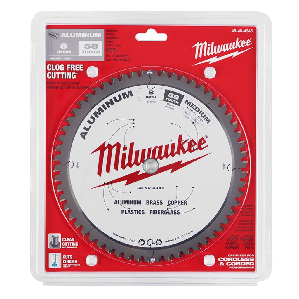 Disco De Serra Widea P/metais 8" 58d 48-40-4345 Milwaukee