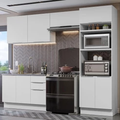 Armário de Cozinha Completa 270cm Branco Stella Madesa 05