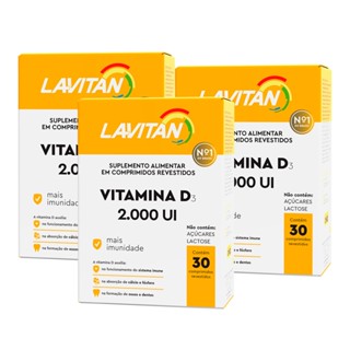 Vitamina D Lavitan 2.000 UI Com 30 Comprimidos 3 Caixas