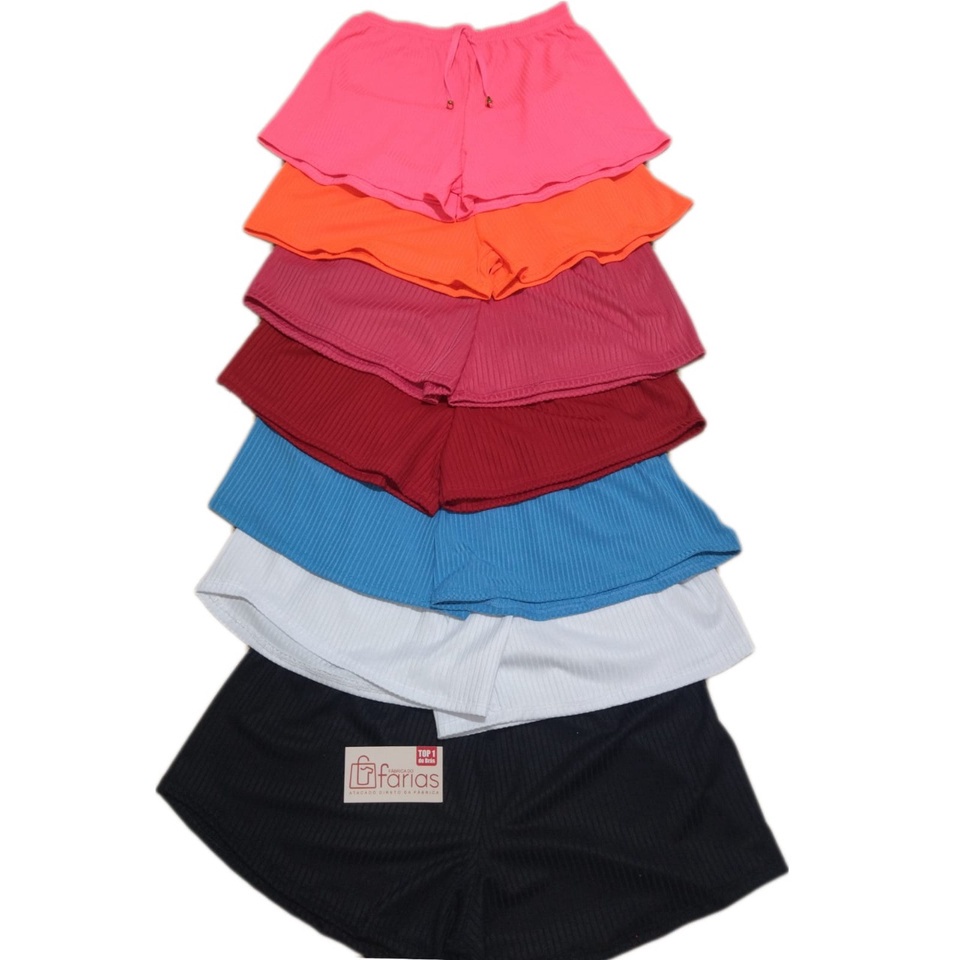 Kit 10 Shorts Canelado Verão/ Noite/ Caminhada/ Academia
