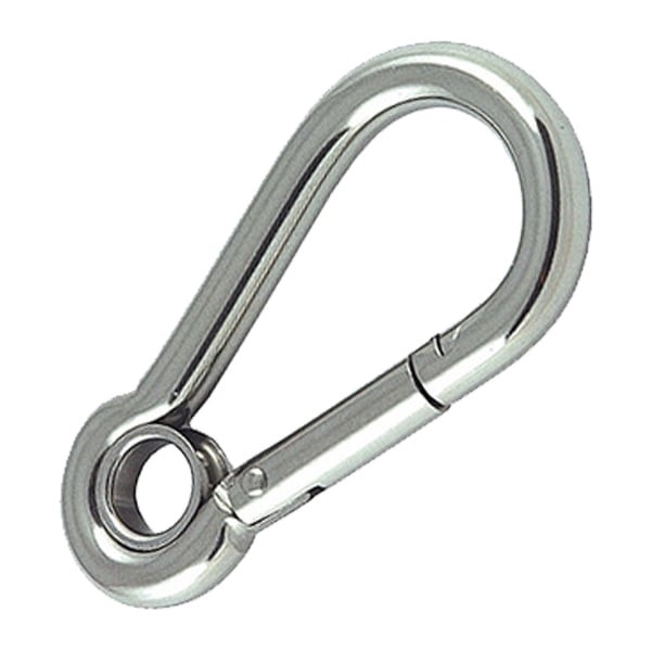 Mosquetão Engate Rápido Aço Inox 316 DIN 5299 C/ Olhal 8x80