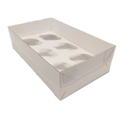 Caixa Transparente - 6 Cupcake - Branco - 30 x 18 x 8 cm - 5 unidades - Assk - Rizzo