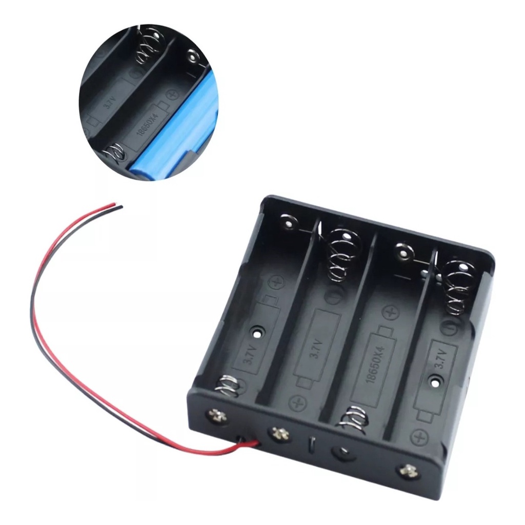 Suporte Case 4 Pilhas Bateria 18650 Em Serie Com Rabicho