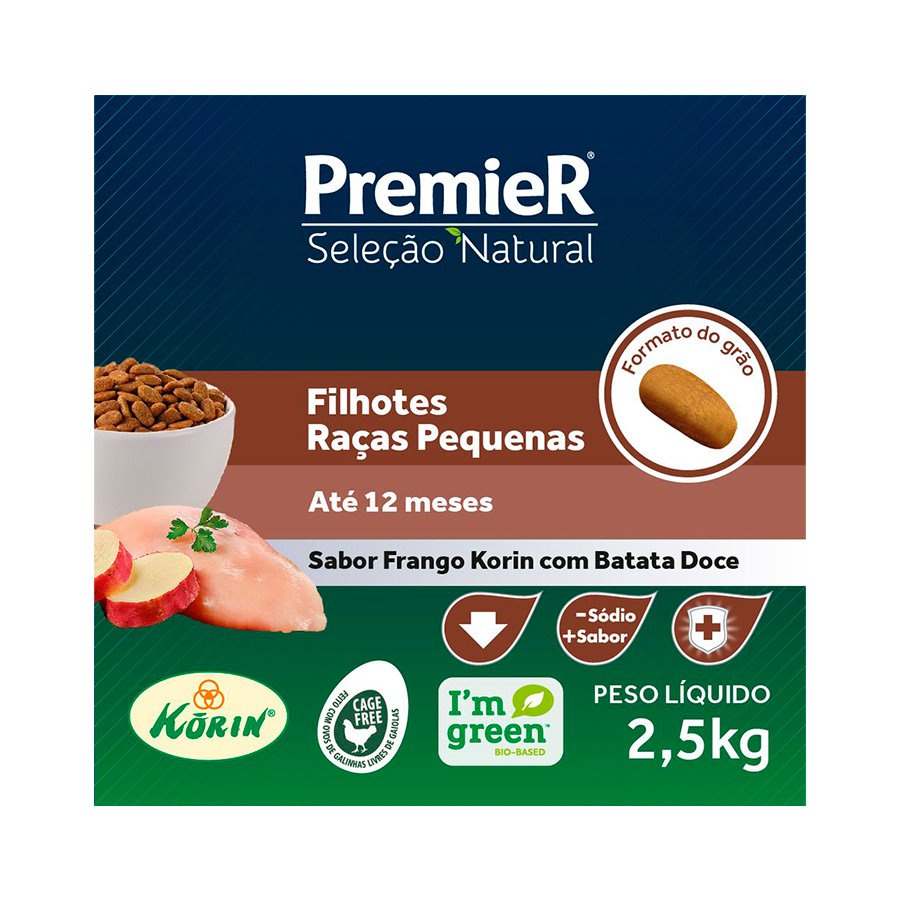 Detalhes do Ração Seleção Natural Premier Para Cães Filhotes Raças Pequenas Sabor Frango Com Batata Doce 2,5kg