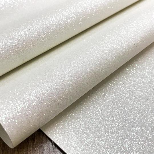 Lonita Glitter Fino Branco 50cm x 140cm Tecido Para Sublimação Laços Chinelos e Enfeites