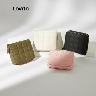 Lovito Elegante Porta-Cartão Com Zíper Simples Para Mulheres L48BA043 (Branco/Rosa/Verde/Preto)