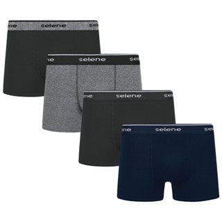 Kit com 4 Cuecas Cós Elástico Boxer Algodão Selene