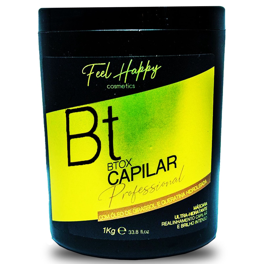 Máscara Capilar Anti Frizz BTox 1000gr  Feel Happy Cosmetics