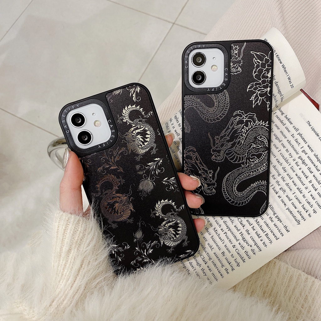 Cool Chinese Dragon Loong Black Mirror Out Capa Dura Compatível Para iPhone 15 Pro Max Plus 14/13/12/11/X/XS/XR 7Plus/8Plus 7/8/SE2020 6/6Plus