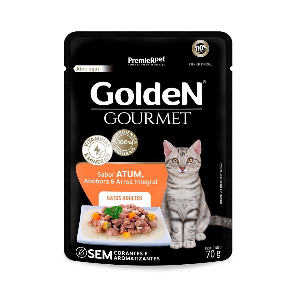 Ração Úmida Sachê Golden Gourmet Gatos Adultos Atum 70g - Pets