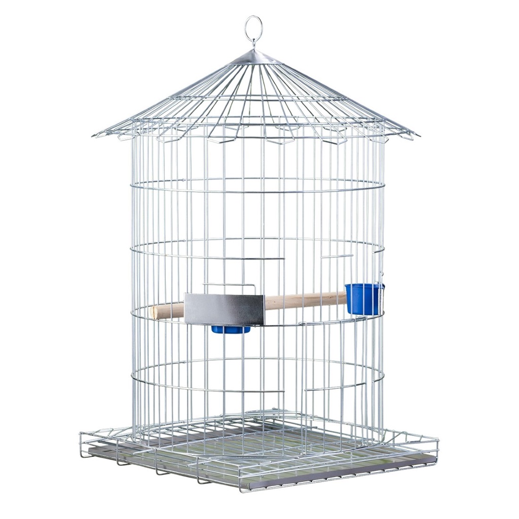 Gaiola Pássaros Redonda Luxo Papagaio Maior Prata P016A - Gaiolas Londrina