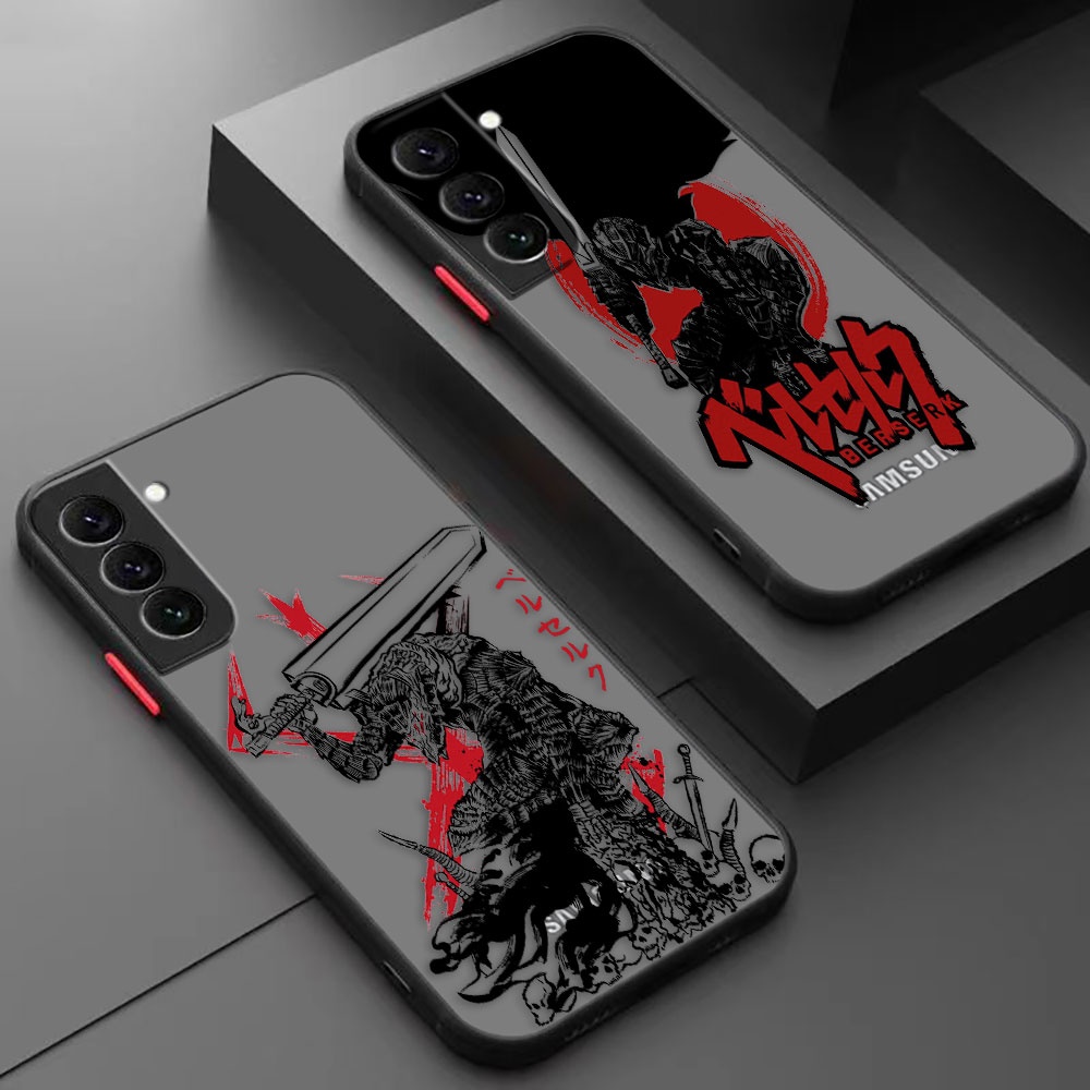 Anime Berserk Guts Cartoon Matte Capa Para Celular Samsung Galaxy S23 S22 S21 S20 S10 S10E S9 S8 Nota 20 10 Plus Lite Ultra 5G Telefone Com Toque De Pele