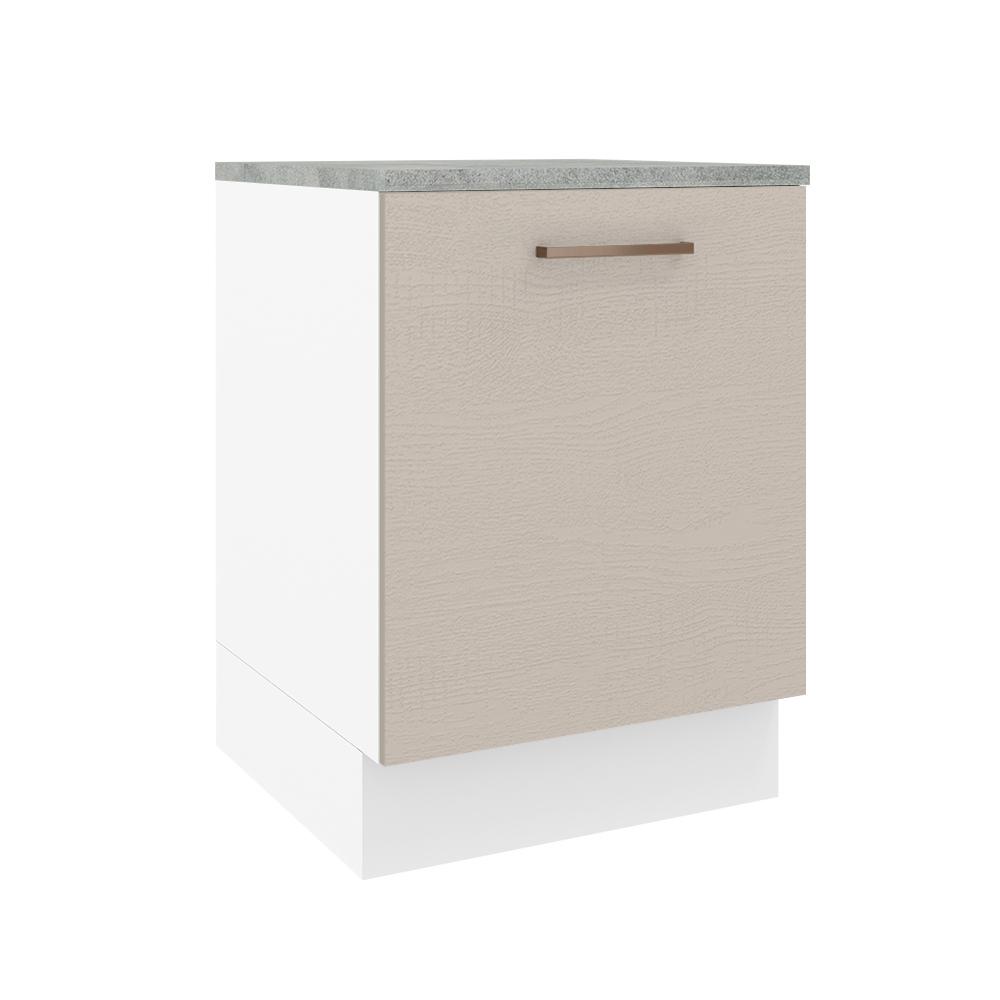 Balcão Armário de Cozinha 60 cm 1 Porta Branco/Crema Agata Madesa - Home & Living