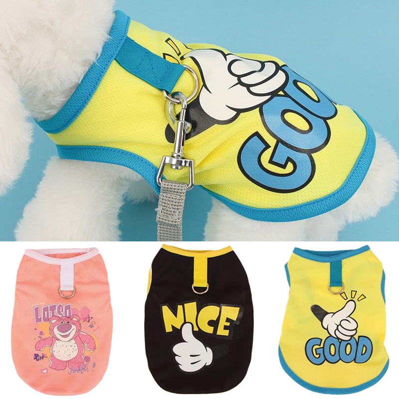 Colete De Primavera Verão Com Fivela De Tração Cachorro Sem Mangas Para Cães Pequenos Cat Costume mascotas Vestuário