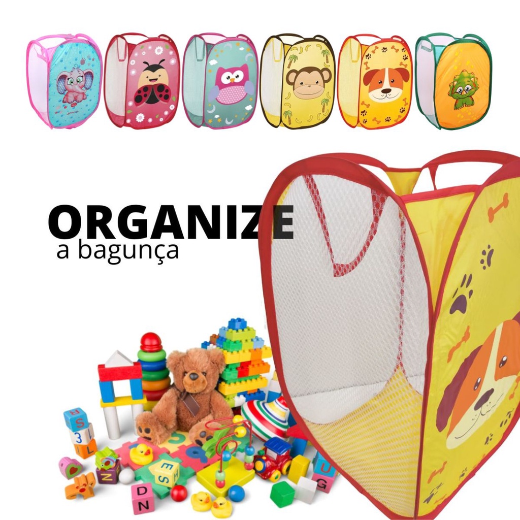 Cesto Organizador Brinquedos Roupas Infantil Dobrável Infantil