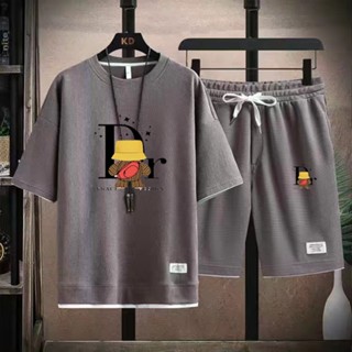 Edição Limitada Camiseta Coreana Cotton Bear T-shirt Shorts Set Masculina Conjunto De Luxo Esportivo De 2 Peças Roupas De Rua Summer High Qu