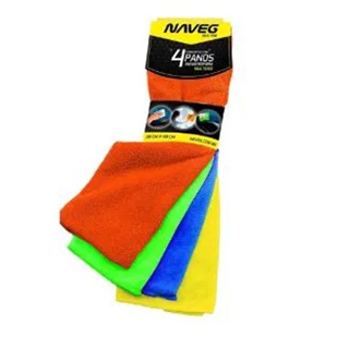 Conjunto com 4 Panos 30x40 em Microfibra Macios e Super Absorvente Cores Sortidas Automotivo Naveg - NVA 440 em Oferta na Shopee