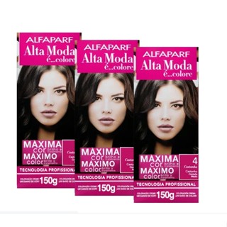 Coloração Alta Moda Alfaparf Kit C/3- 4 Castanha (Castanho Médio)
