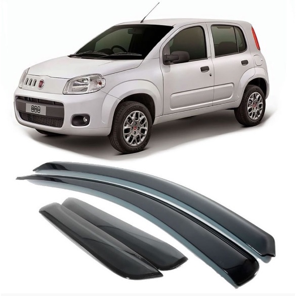 Calha Defletor de Chuva Fumê Jg Completo Para O Fiat Novo Uno - Ano De Aplicação 2010 À 2018 - 4 Portas